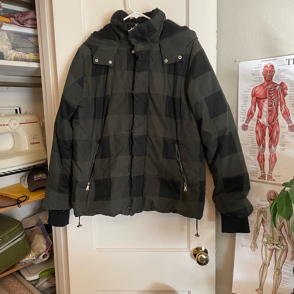 Plaid target puffy coat